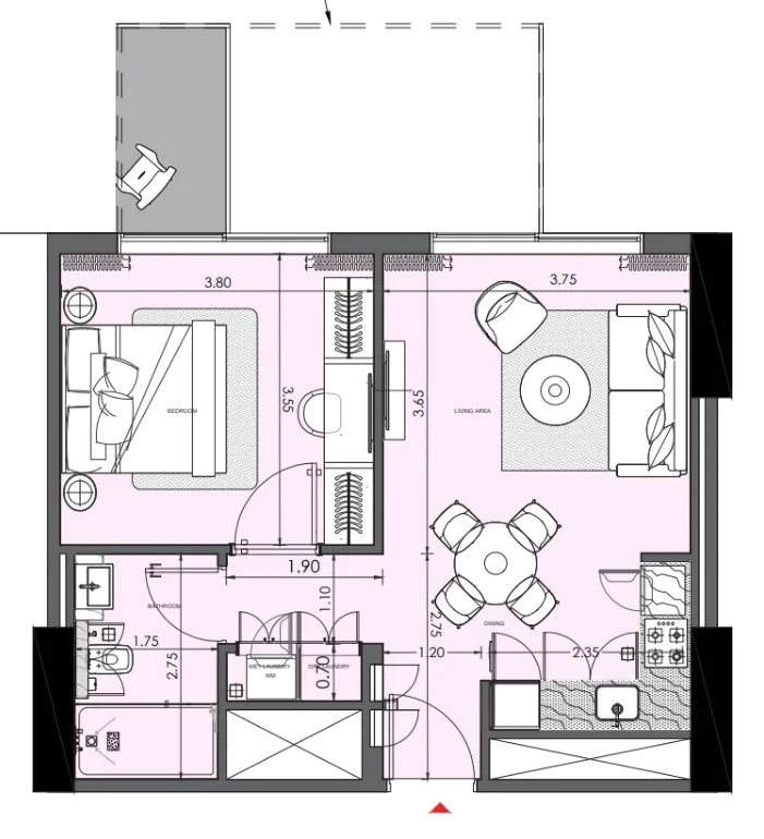 1 bedroom Apartments floor plan at Azizi Wasel