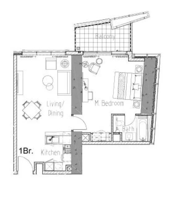 1 bedroom Apartments floor plan at Aykon City Tower