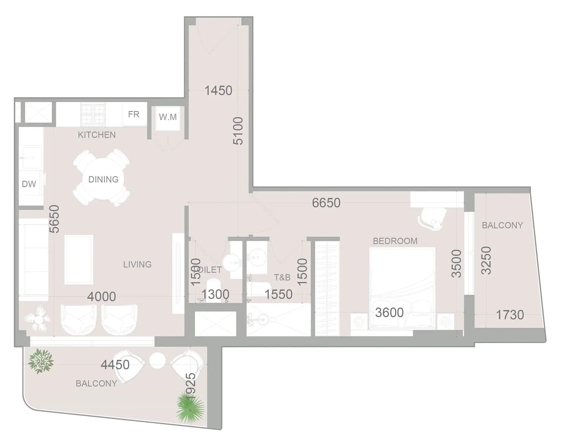1 bedroom Apartments floor plan at ELAR1S Sky