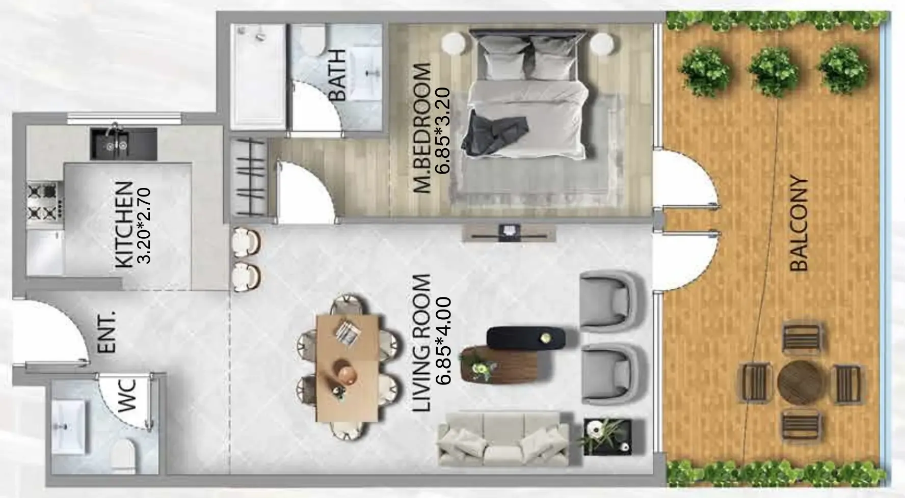 1 bedroom Apartments floor plan at 311 Boulevard