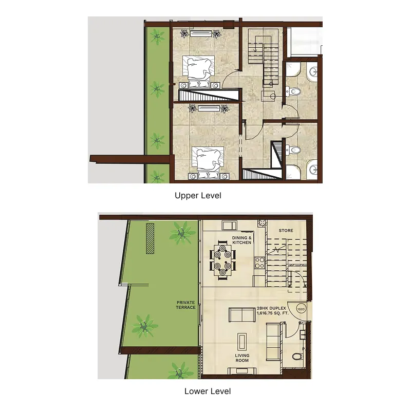 2 bedroom Duplex floor plan at Gateway by Premier Choice
