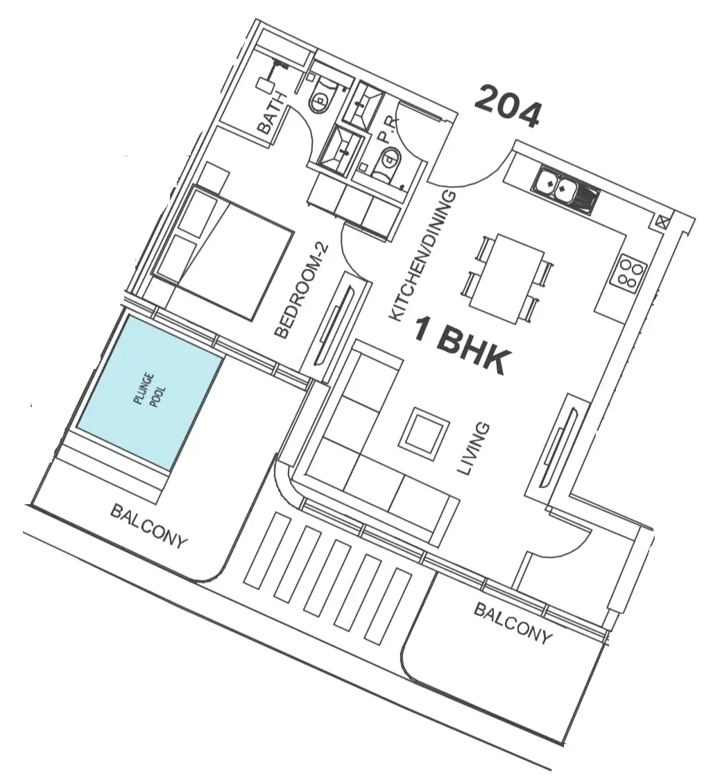 1 bedroom Apartments floor plan at Villa Del Garda