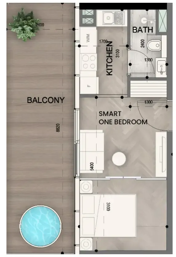 0 bedroom Apartments floor plan at Sky Line by Peace Homes