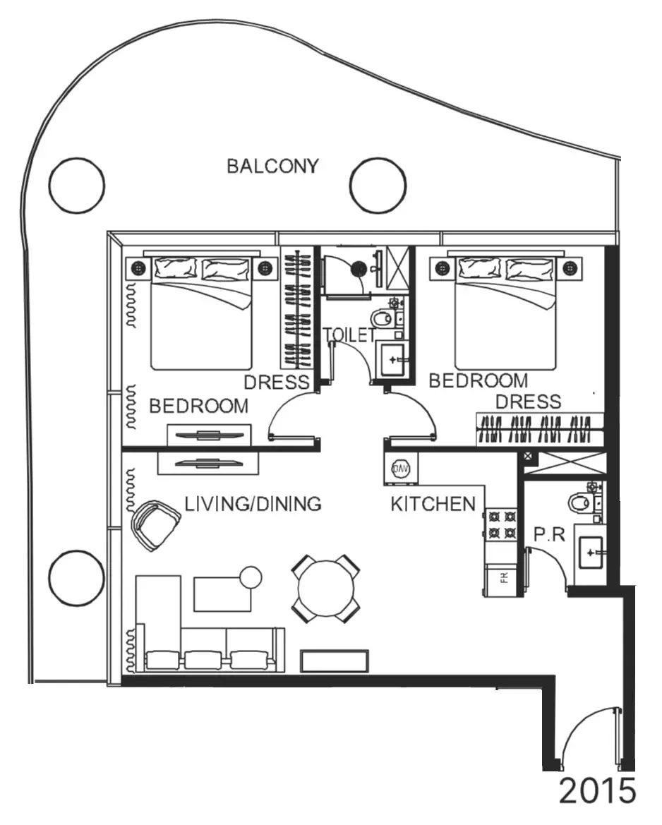 2 bedroom Apartments floor plan at The WOW Tower