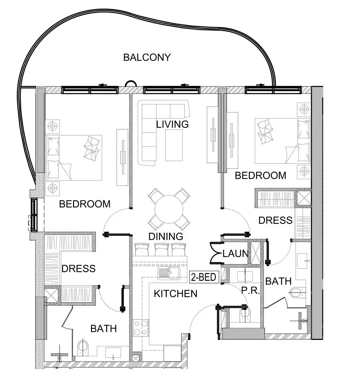 2 bedroom Apartments floor plan at Valencia
