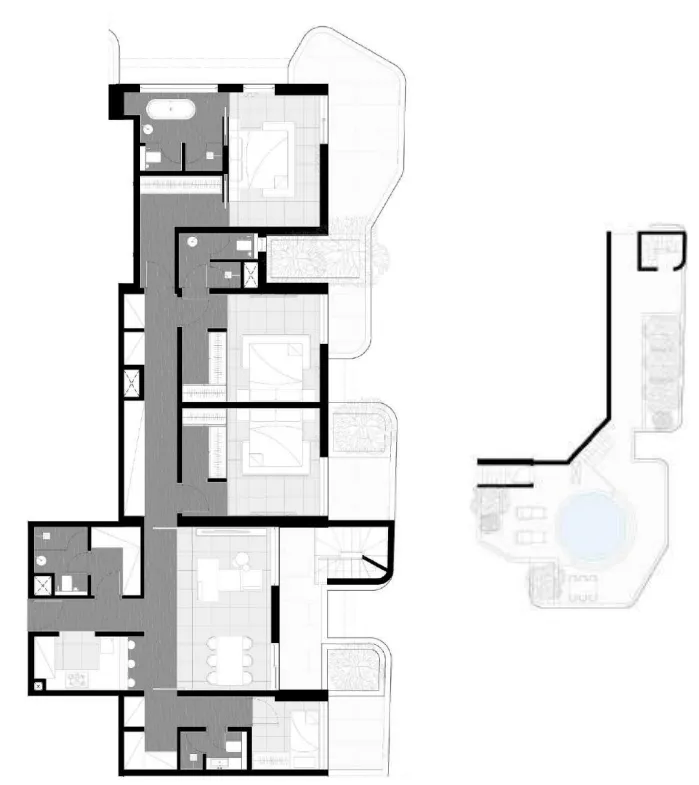 3.5 bedroom Penthouse floor plan at Marea Residences