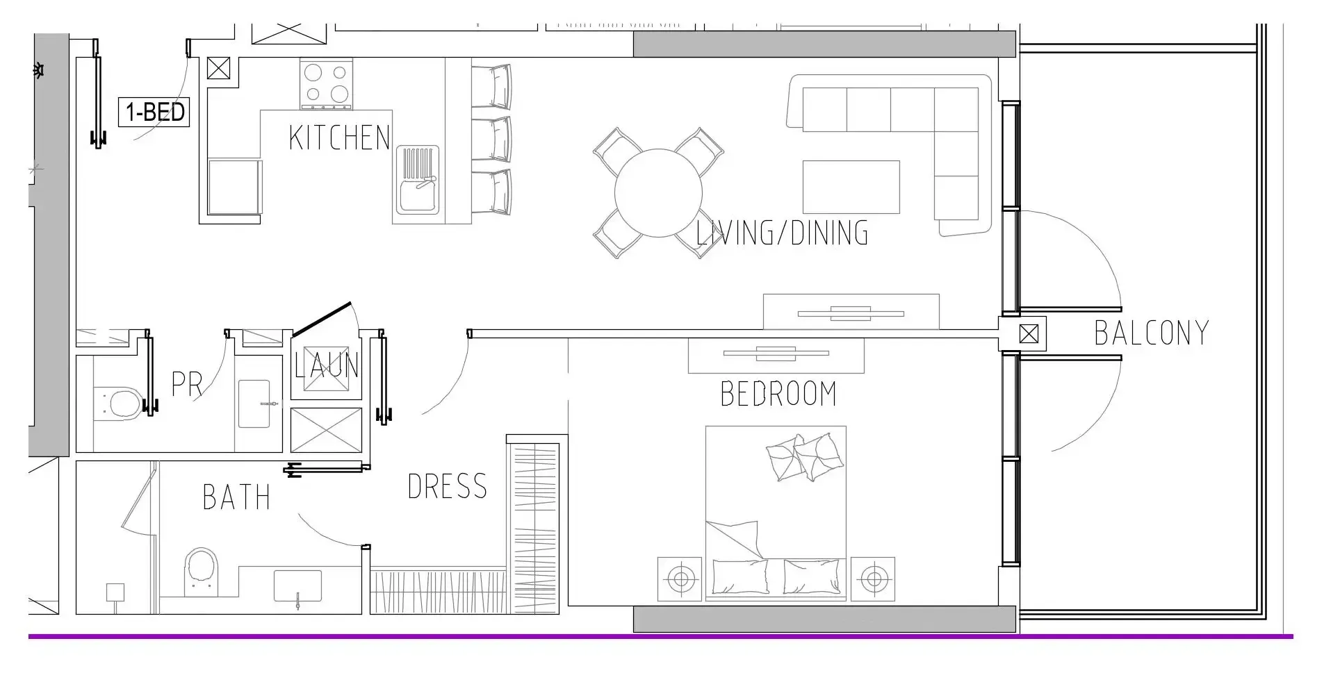 1 bedroom Apartments floor plan at Damac Riverside Views