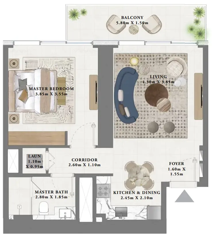 1 bedroom Apartments floor plan at Albero