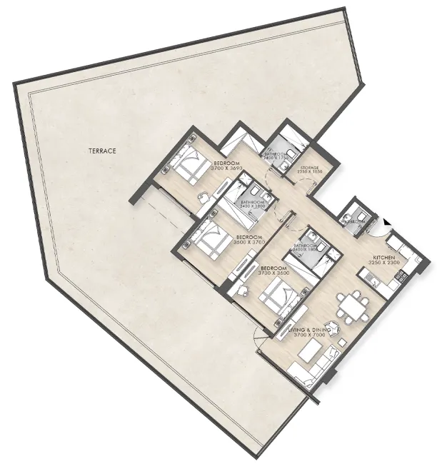 3 bedroom Apartments floor plan at Capital Horizon Terraces