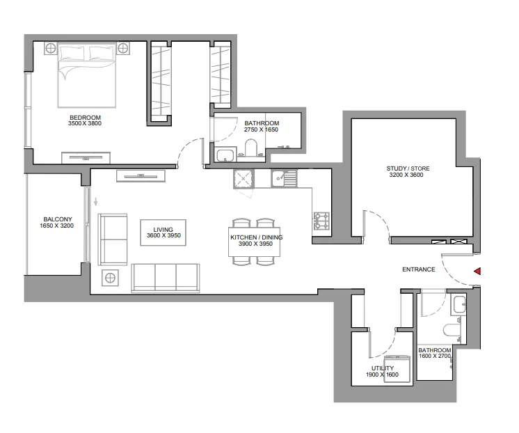 1 bedroom Apartments floor plan at Skyscape