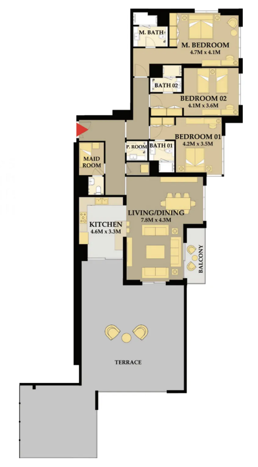 3 bedroom Apartments floor plan at Riva Residence