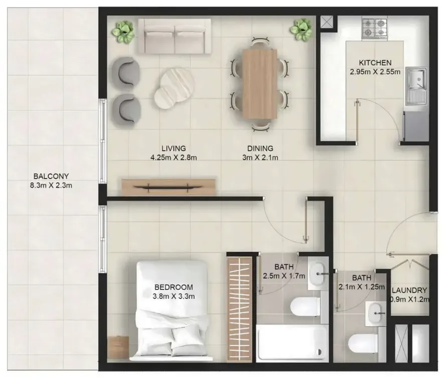 1 bedroom Apartments floor plan at Stellar Axis