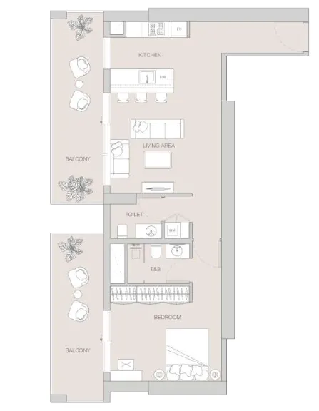 1 bedroom Apartments floor plan at W1NNER Tower