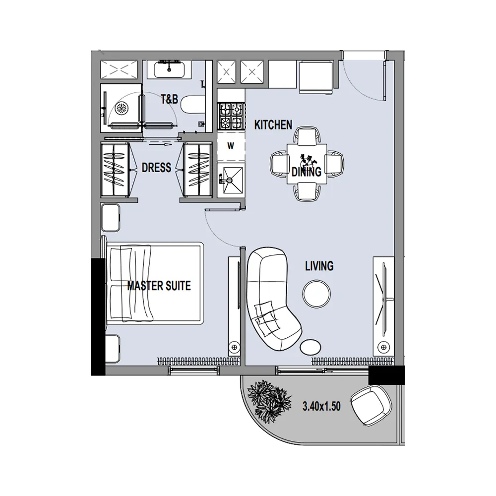 1 bedroom Apartments floor plan at Verso