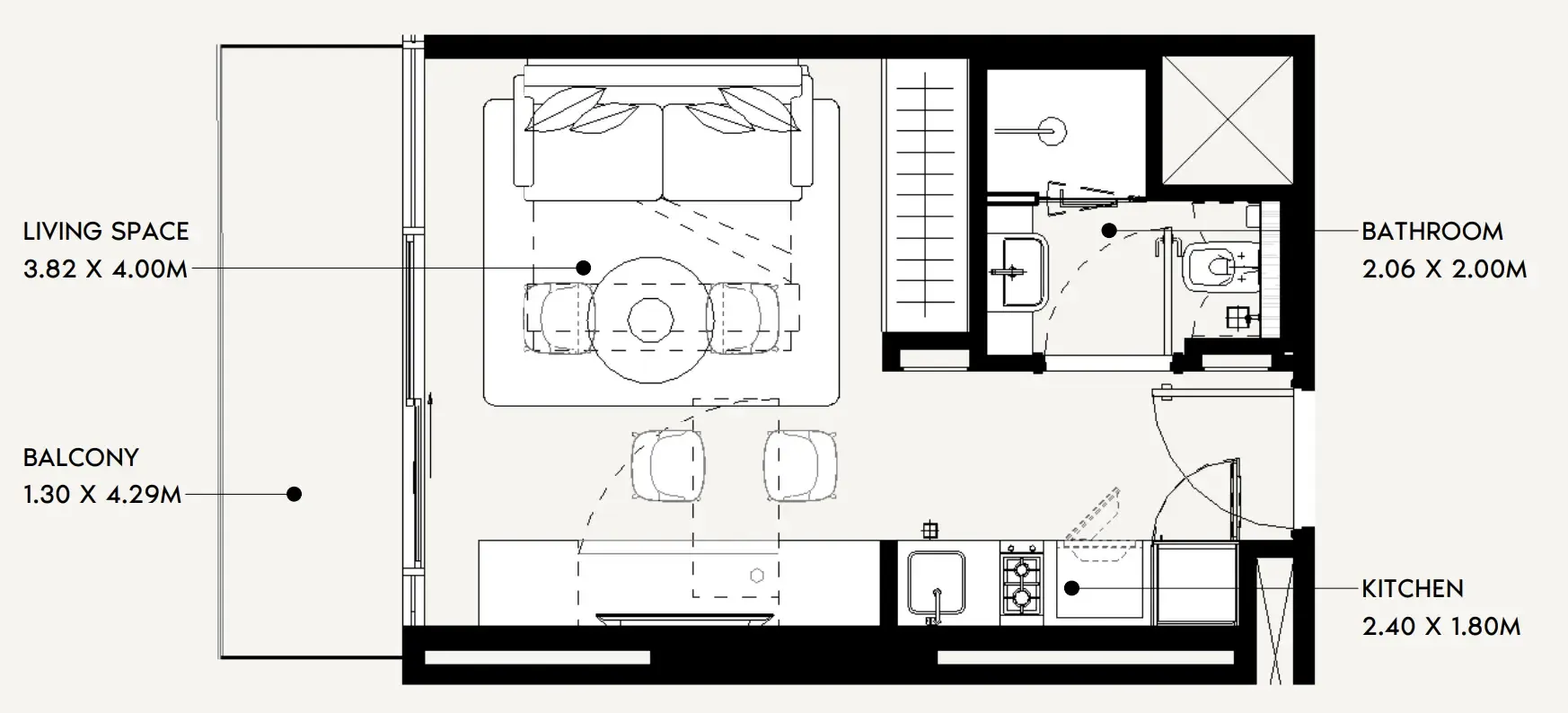 0 bedroom Apartments floor plan at Jaddaf Beach Oasis