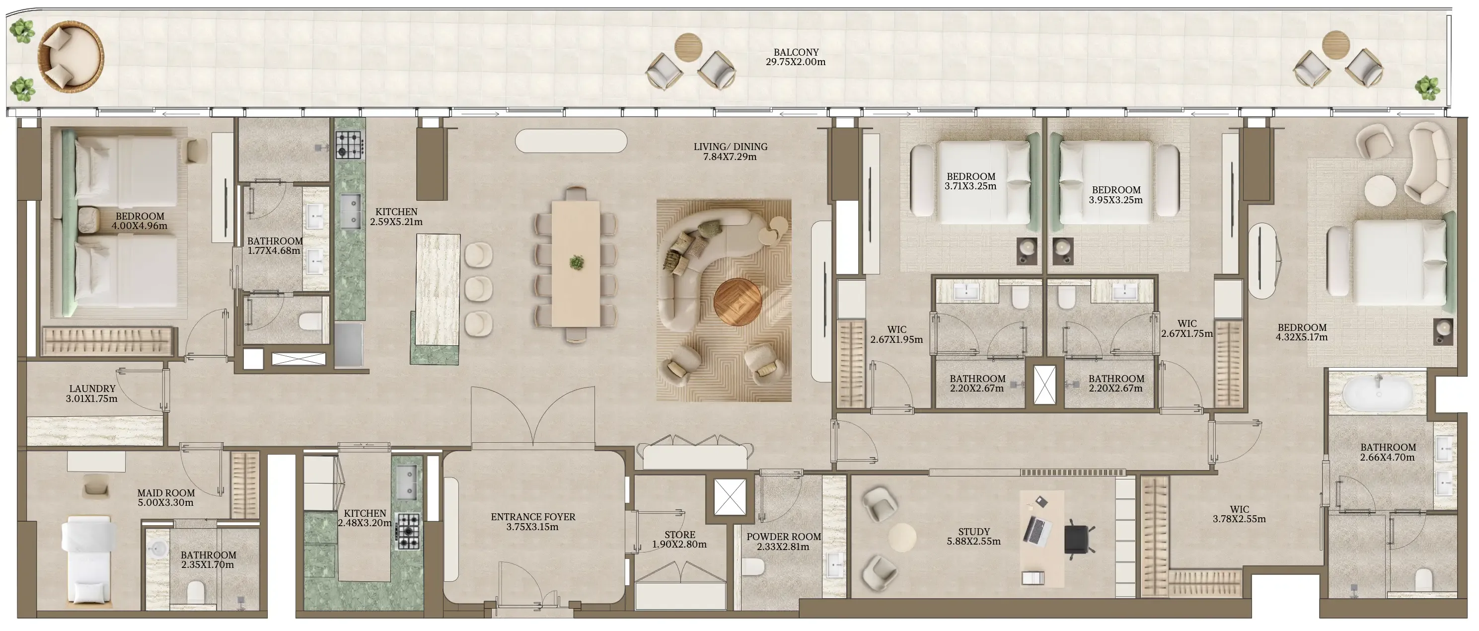 4 bedroom Apartments floor plan at Nasim Al Bahr Residences