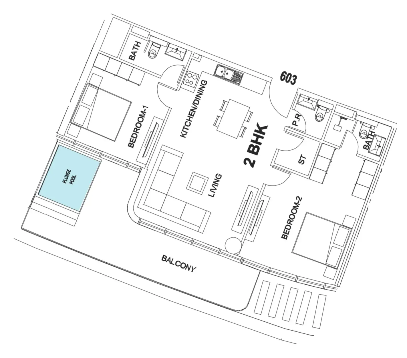 2 bedroom Apartments floor plan at Villa Del Garda