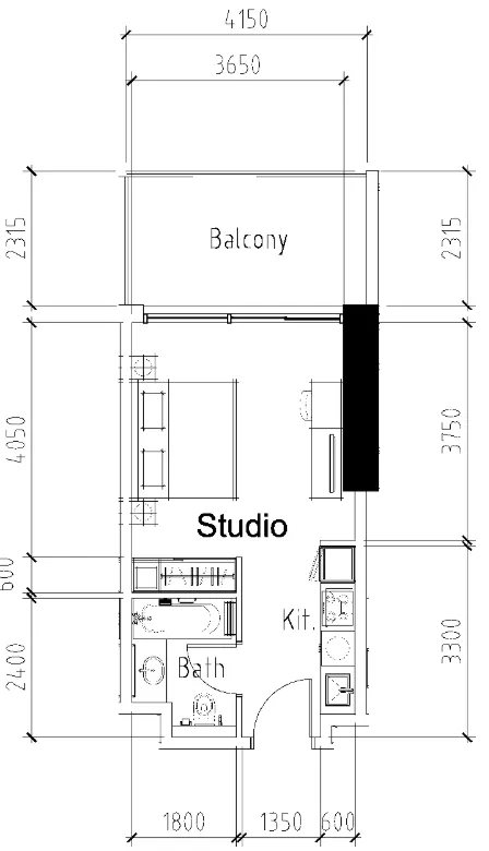 0 bedroom Apartments floor plan at Aykon City Tower