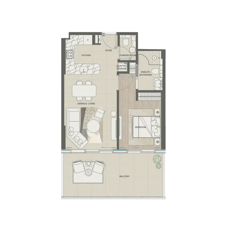 1 bedroom Apartments floor plan at Mondrian Phases 1 and 2