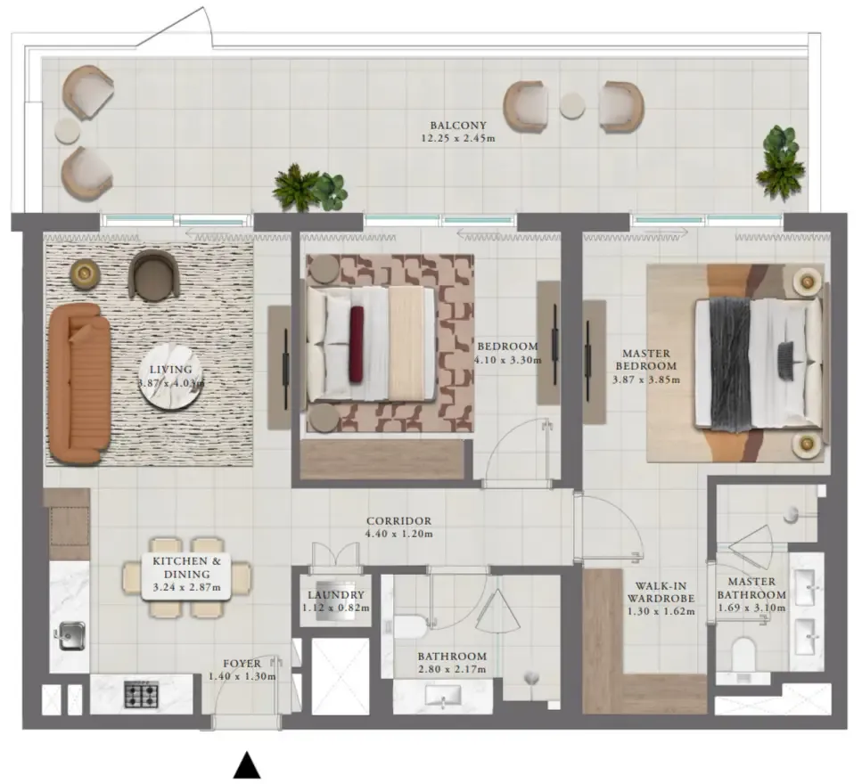 2 bedroom Apartments floor plan at Golf Trails