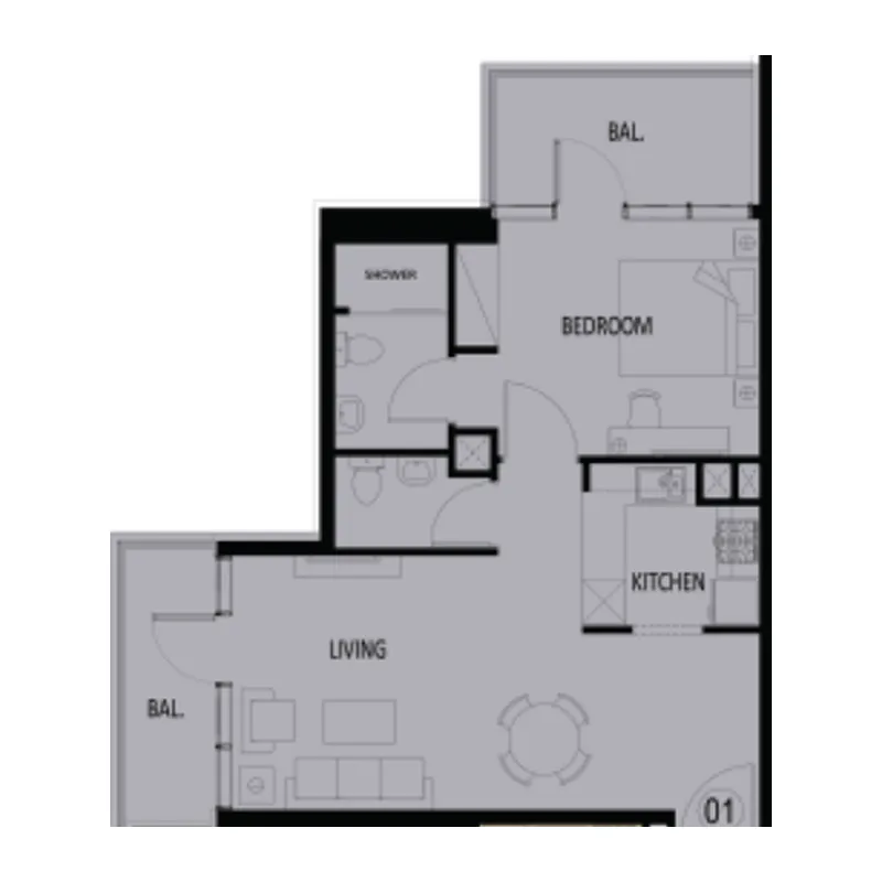 1 bedroom Apartments floor plan at Elbrus