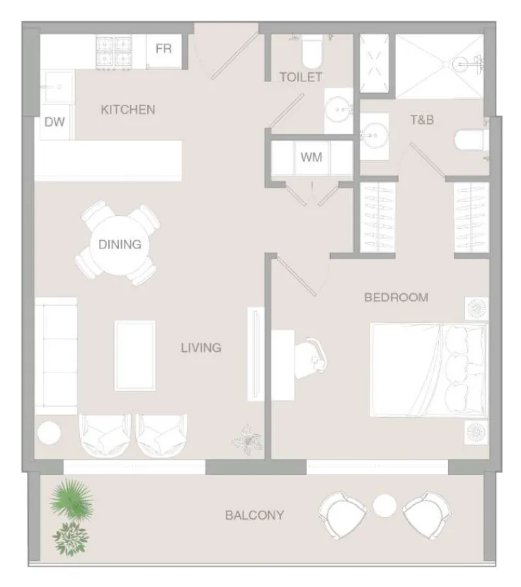1 bedroom Apartments floor plan at VERDAN1A 3