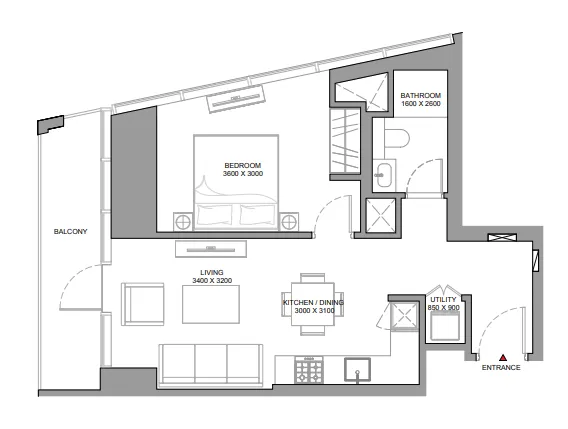 1 bedroom Apartments floor plan at The Serene at Sobha Central