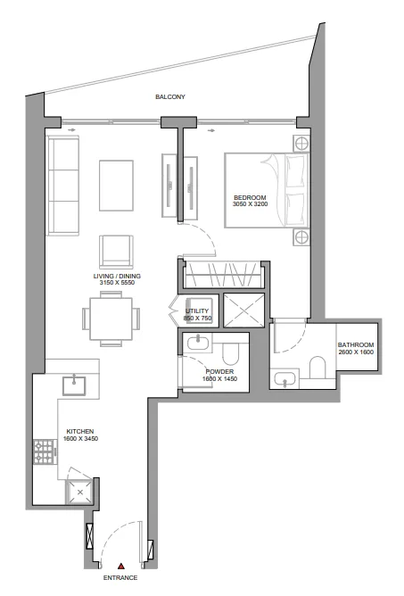 1 bedroom Apartments floor plan at The Eden at Sobha Central