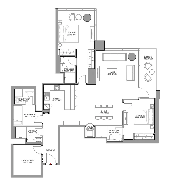 2 bedroom Apartments floor plan at Skyscape