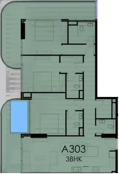 3 bedroom Apartments floor plan at Ocean Pearl 1 and 2