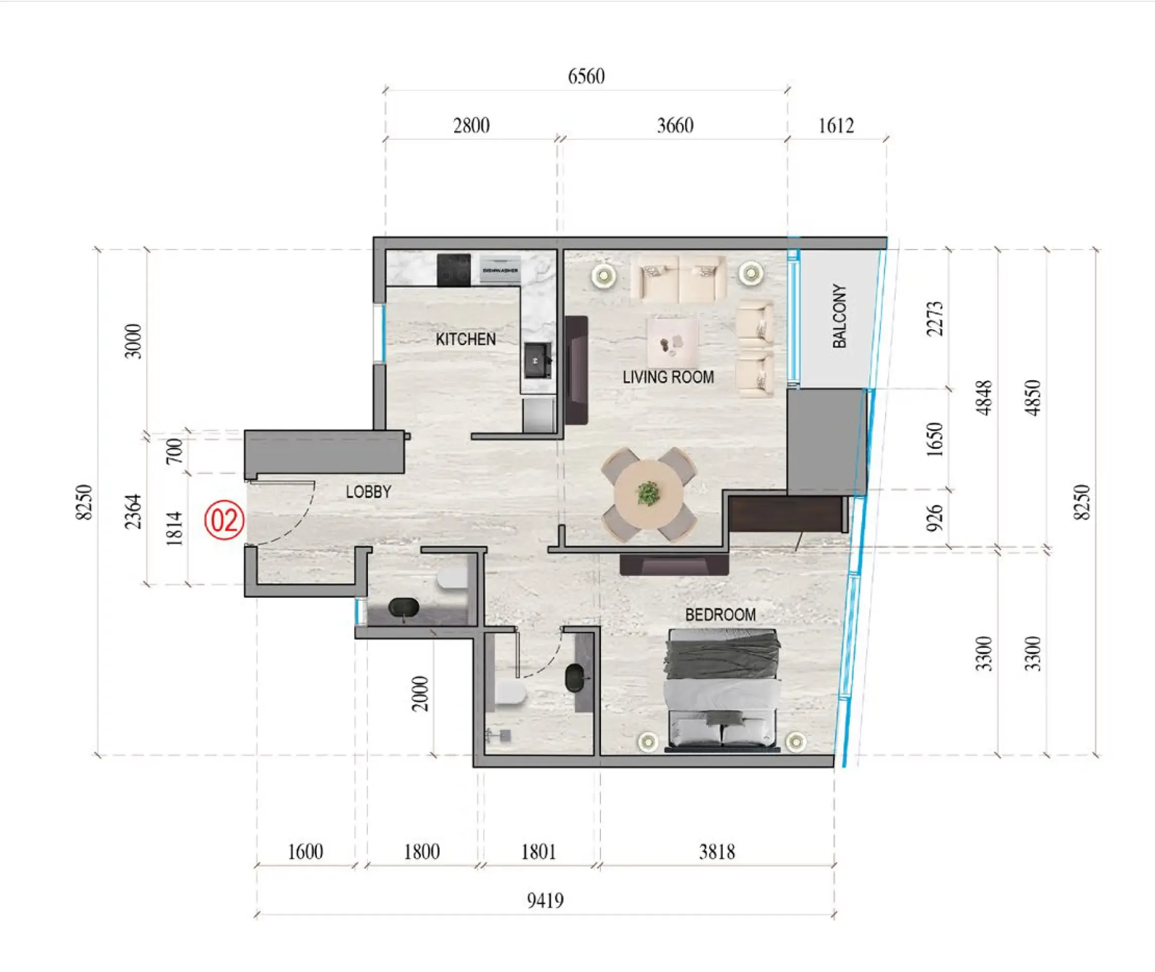 1 bedroom Apartments floor plan at Al Ghaf Tower