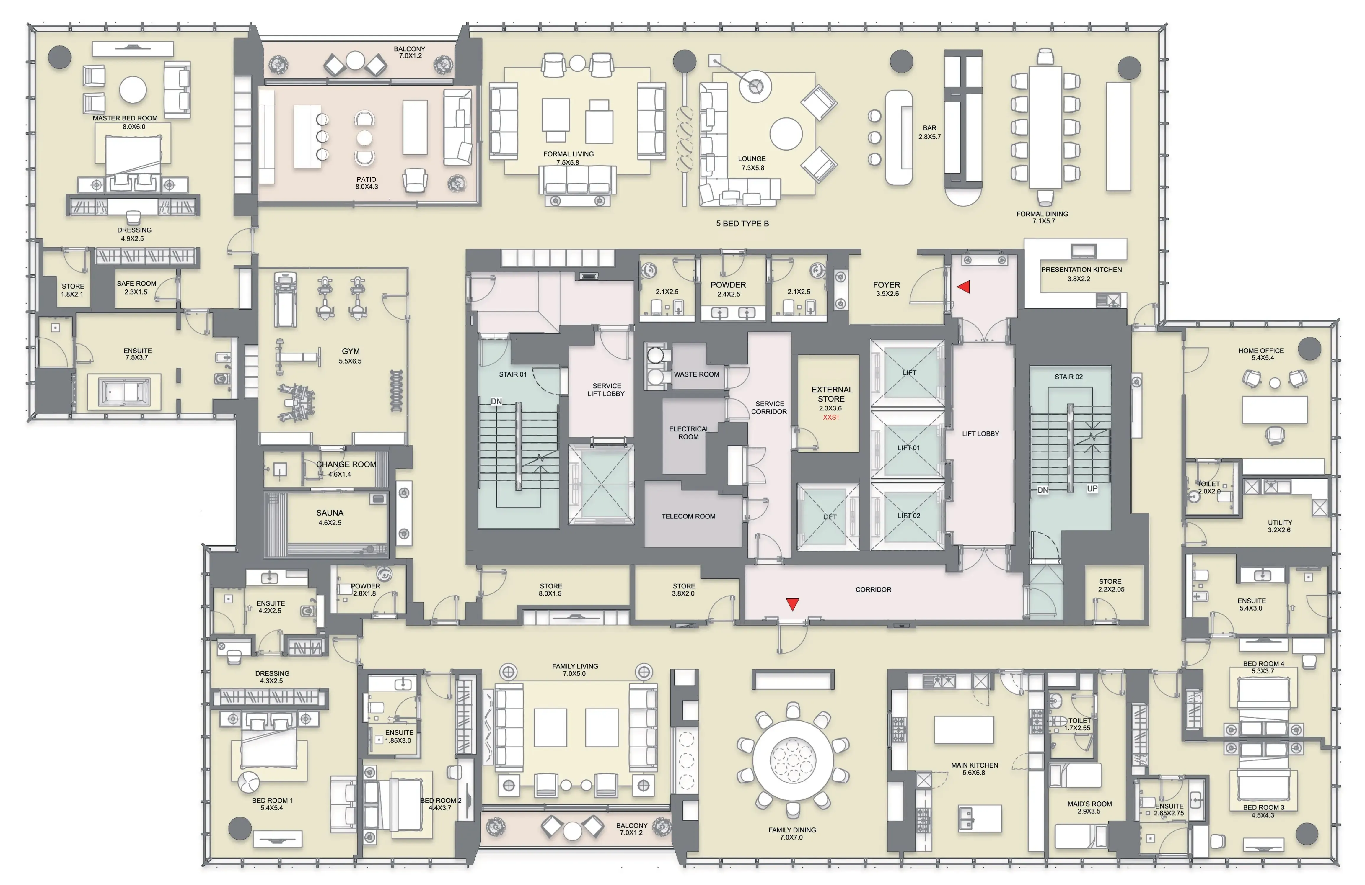 5 bedroom Apartments floor plan at S-tower