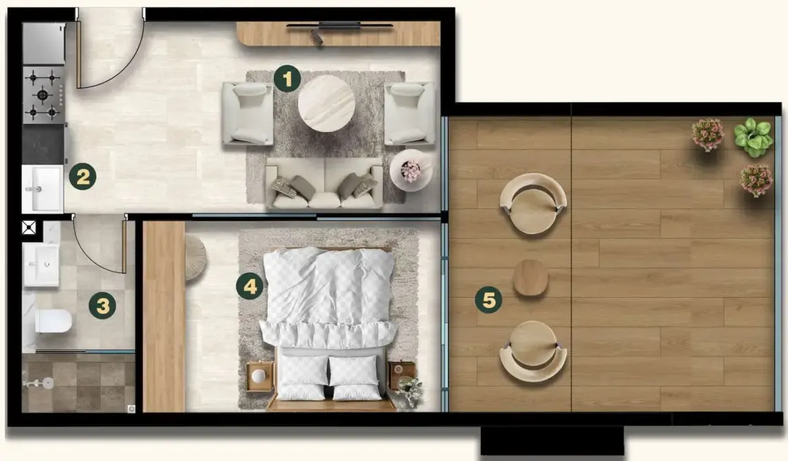 0 bedroom Apartments floor plan at Golf Terrace Residences