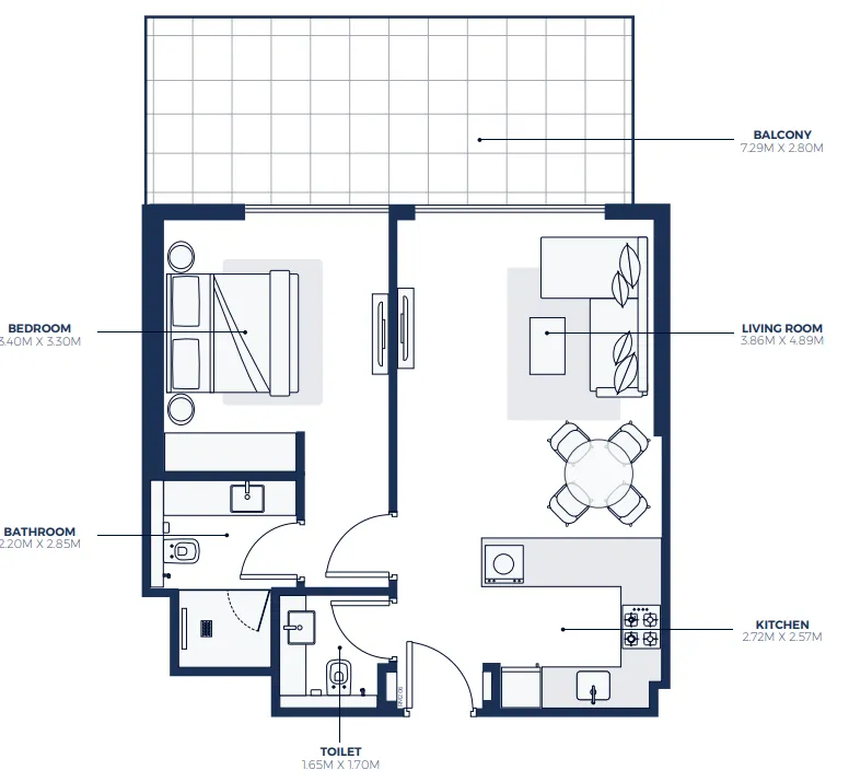 1 bedroom Apartments floor plan at Creek Views 3