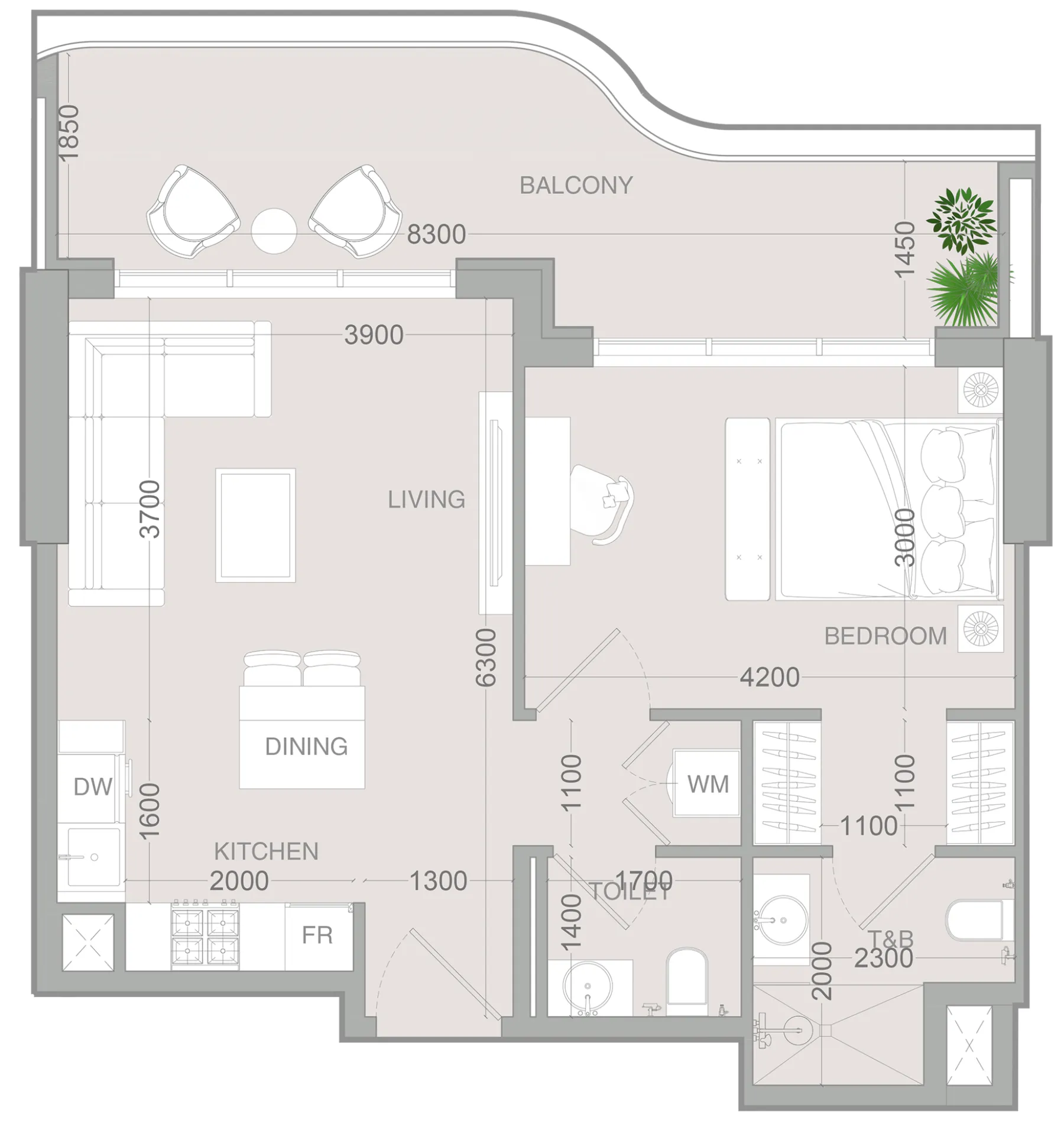 1 bedroom Apartments floor plan at ALTA V1EW