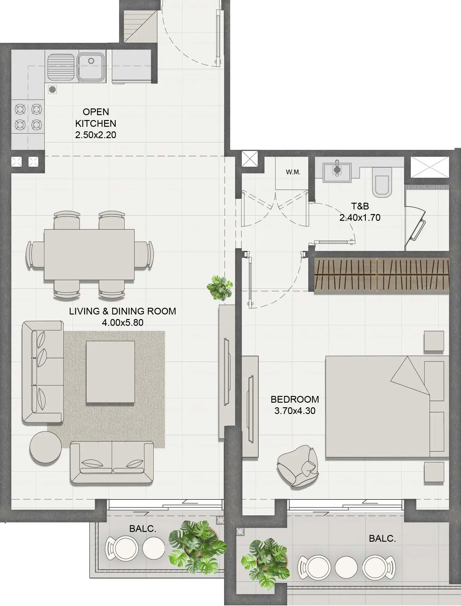 1 bedroom Apartments floor plan at Reeman Residence 01