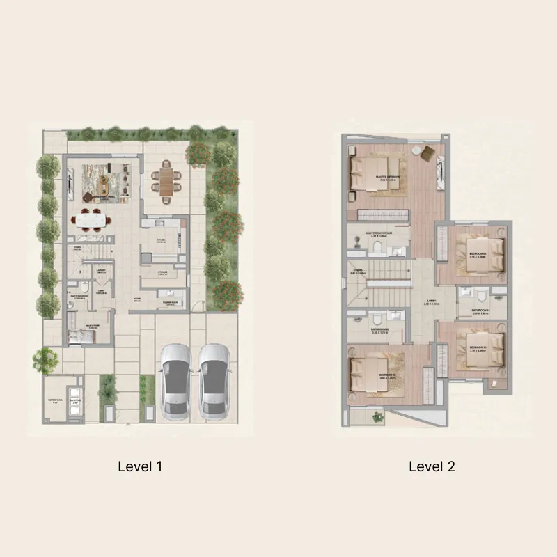 4 bedroom Villa floor plan at Al Ghadeer Parks
