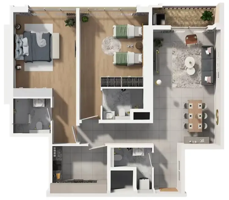 2 bedroom Apartments floor plan at Barajeel Towers