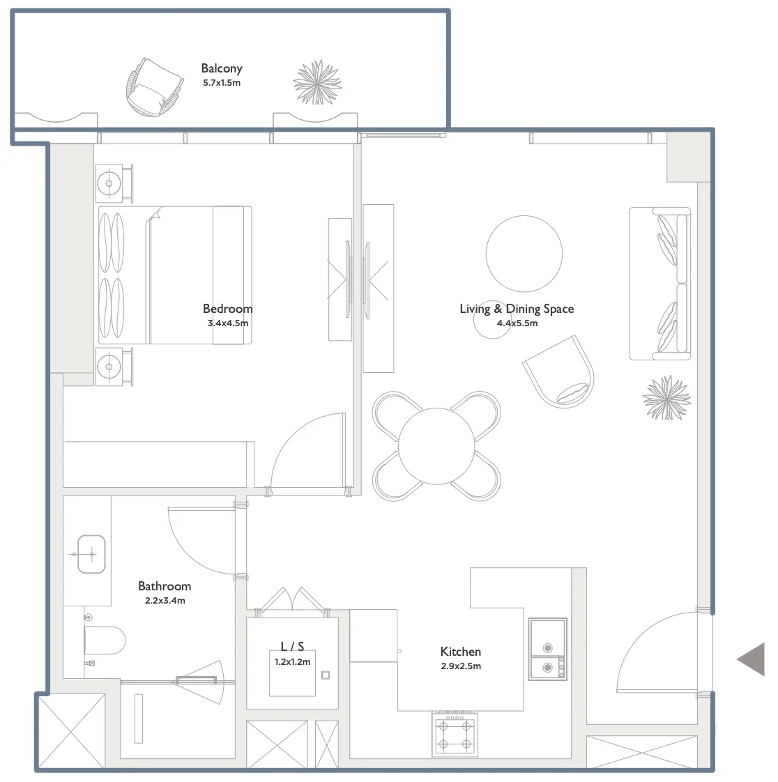 1 bedroom Apartments floor plan at Serenia District West Residence