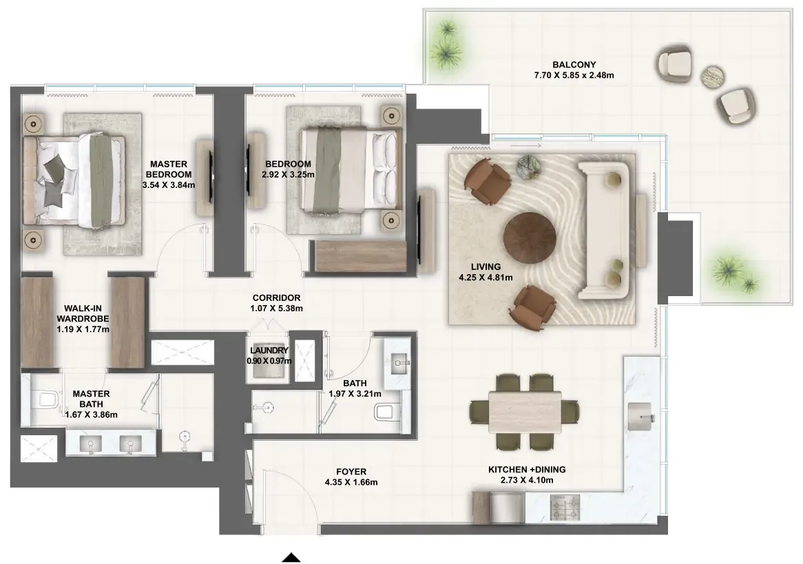 2 bedroom Apartments floor plan at Silva Dubai Creek Harbour