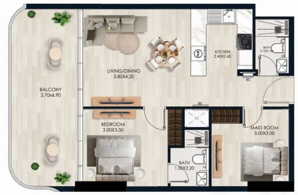 1.5 bedroom Apartments floor plan at Sera Gardens by Vision