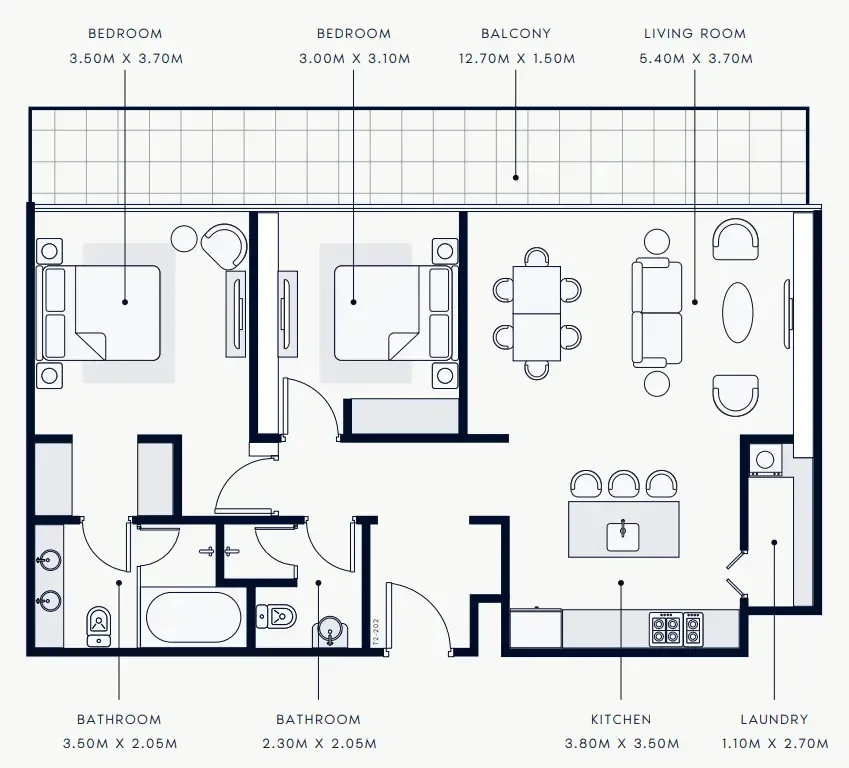 2 bedroom Apartments floor plan at Riviera Rêve