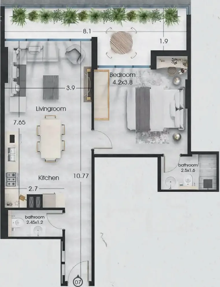 1 bedroom Apartments floor plan at Ethan
