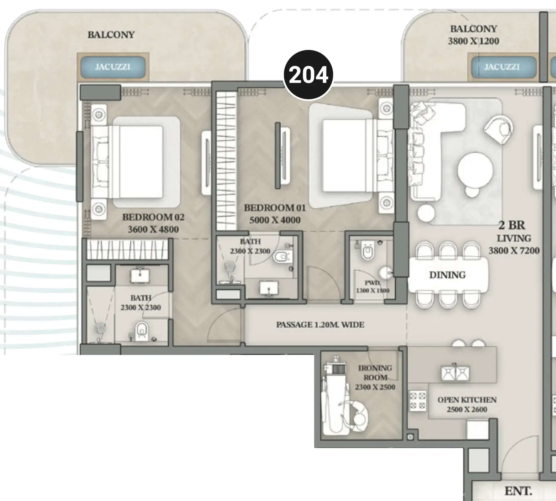 2.5 bedroom Apartments floor plan at Wellington Ocean Walk