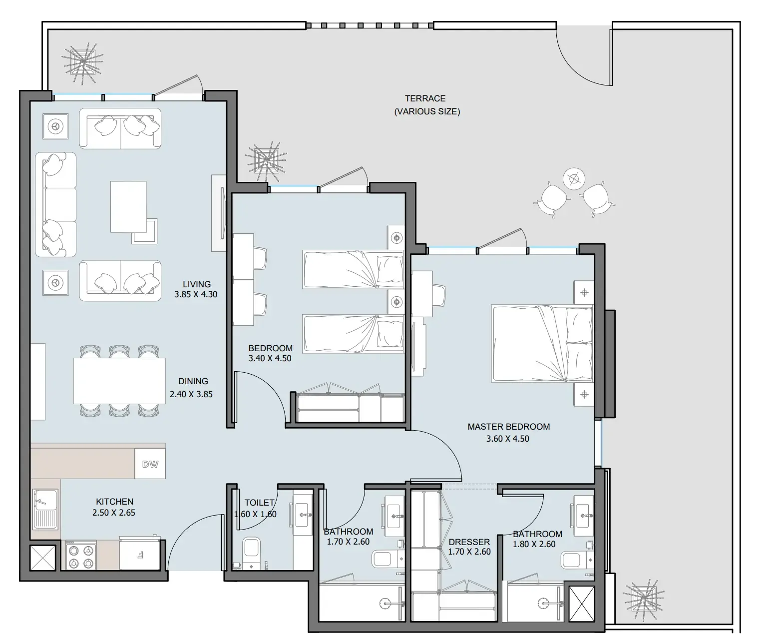 2 bedroom Apartments floor plan at The District