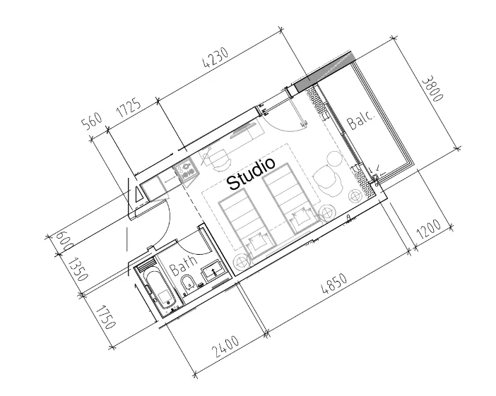0 bedroom Apartments floor plan at Damac Hills 2 - Hotel Edge by Rotana