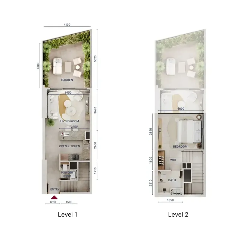 1 bedroom Duplex floor plan at Mirdad