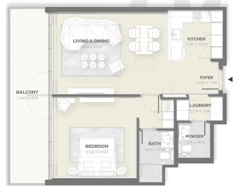 1 bedroom Apartments floor plan at Tonino Lamborghini Residences