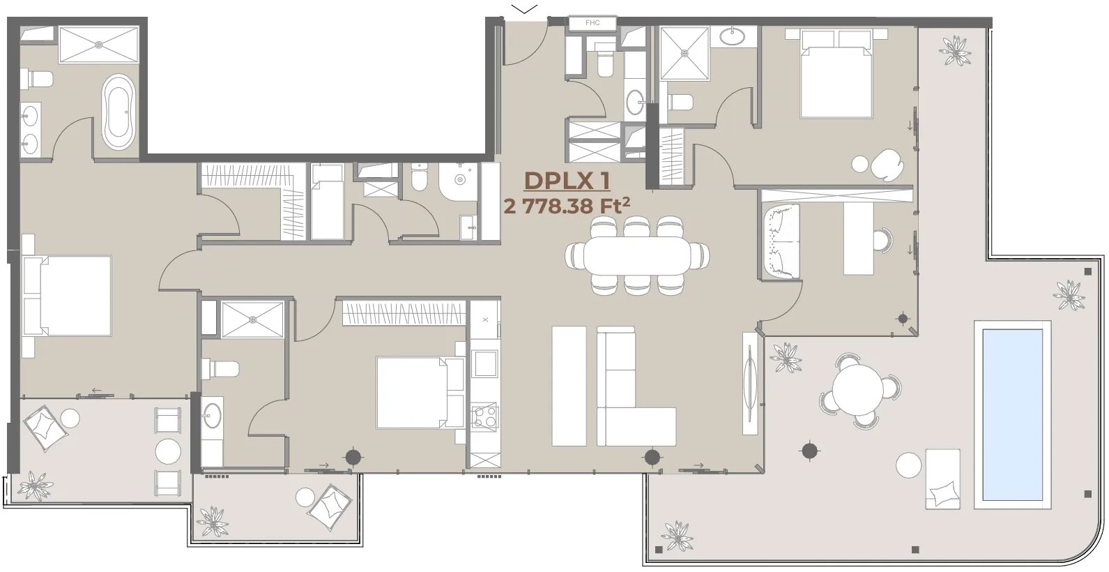 4.5 bedroom Penthouse floor plan at House of WELL
