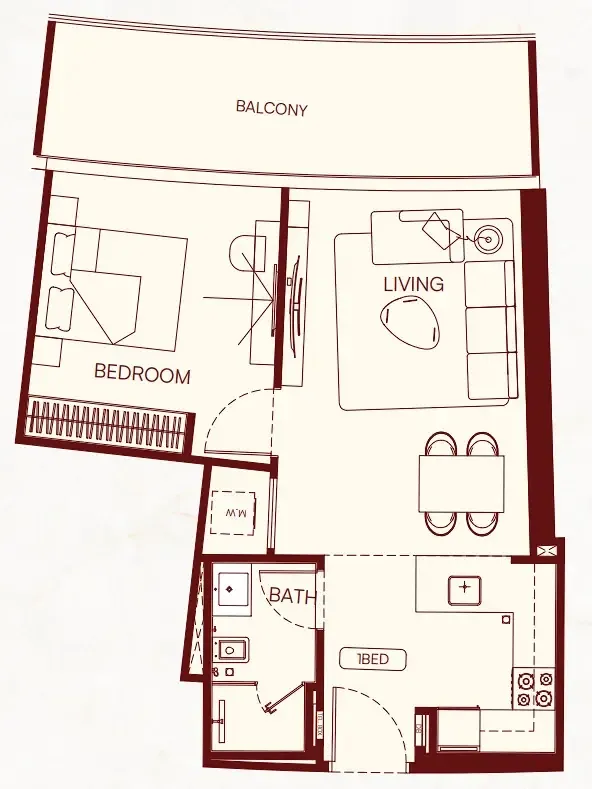 1 bedroom Apartments floor plan at Binghatti Skyflame